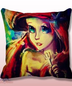 Ariel Little Mermaid Paint Throw Pillow Cover