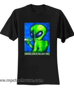 90's Distressed Smoking Alien Grunge T Shirt