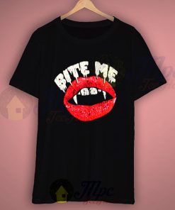 Bite Me Vampire Lips Halloween T Shirt