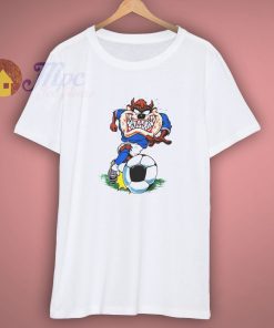Vintage 90s Tazmania Football Tshirt Size Large Looney Tunes Warner Bros