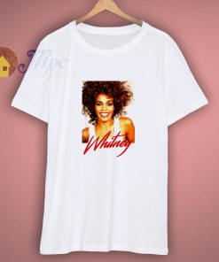 Whitney Houston Official Smile Photo Red Signature T Shirt