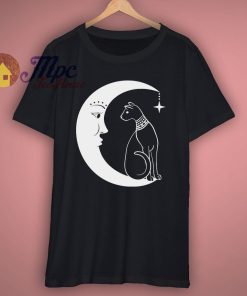 Cat on Moon Cute Halloween T Shirt