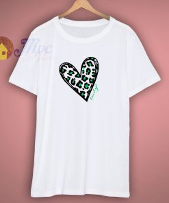 Green Leopard Print Heart T Shirt