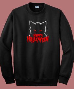 Black Cat Happy Halloween 80s Sweatshirt