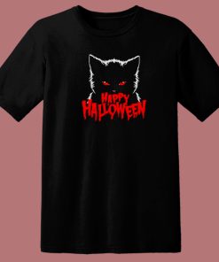 Black Cat Happy Halloween 80s T Shirt