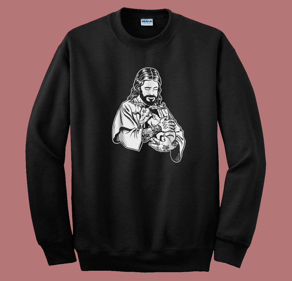 Jesus Loves Satan Baphomet 80s Sweatshirt | mpcteehouse.com